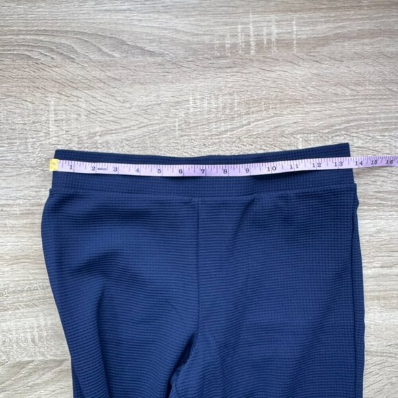 DONNI The Box Weave Stretch Kick Flare Pants Navy Blue Medium - Picture 8 of 13